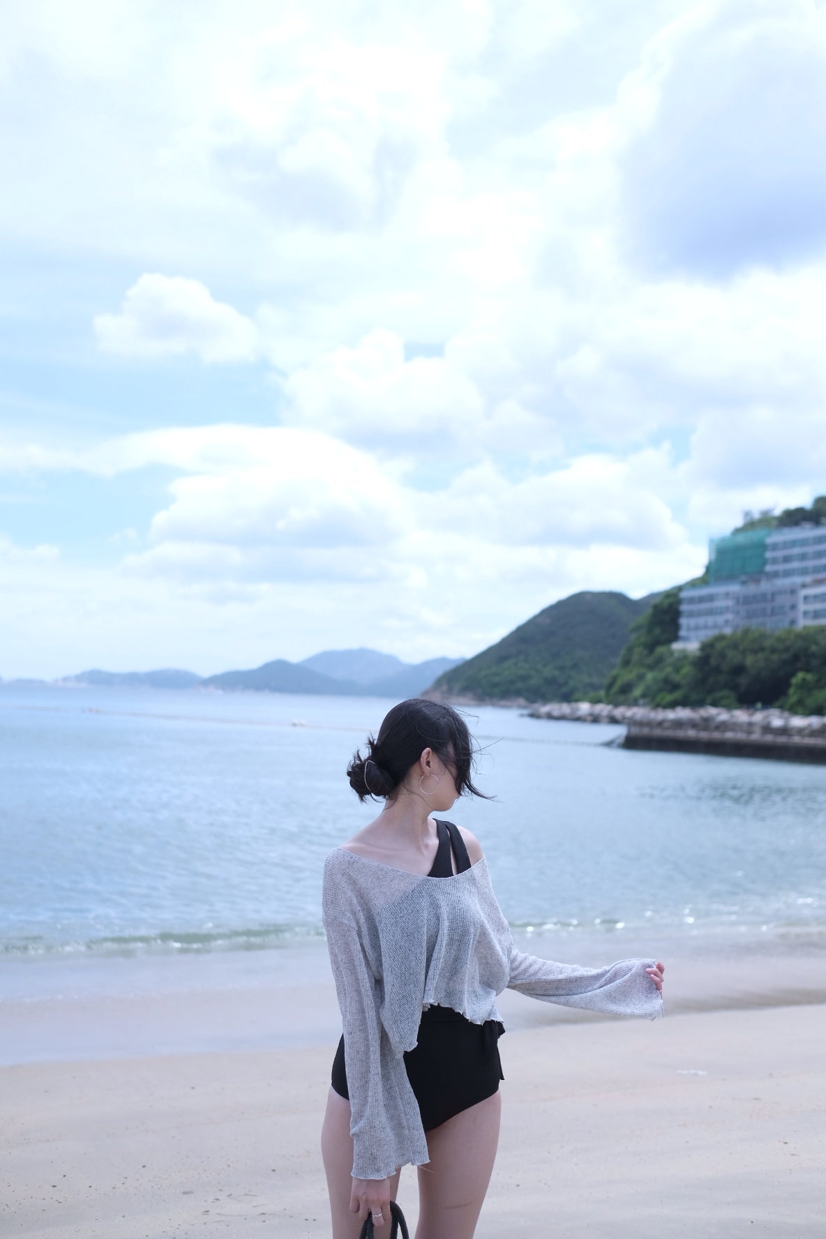 Hot Summer~斜肩鏤空連身泳衣