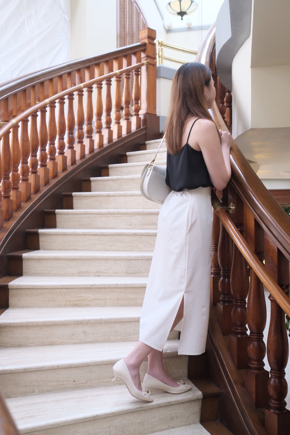 斯文氣質~西裝側開衩口袋中長裙