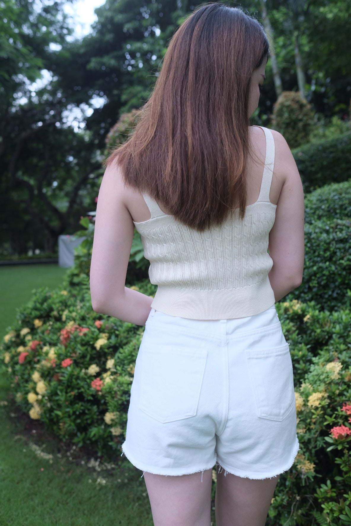 活力感up+ 針織麻花小v領背心