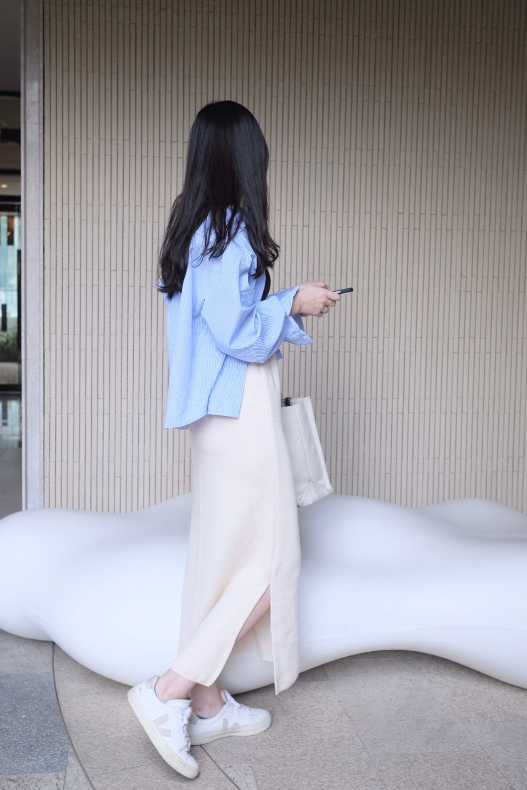 一秒長腿!垂感針織clean cut半身裙