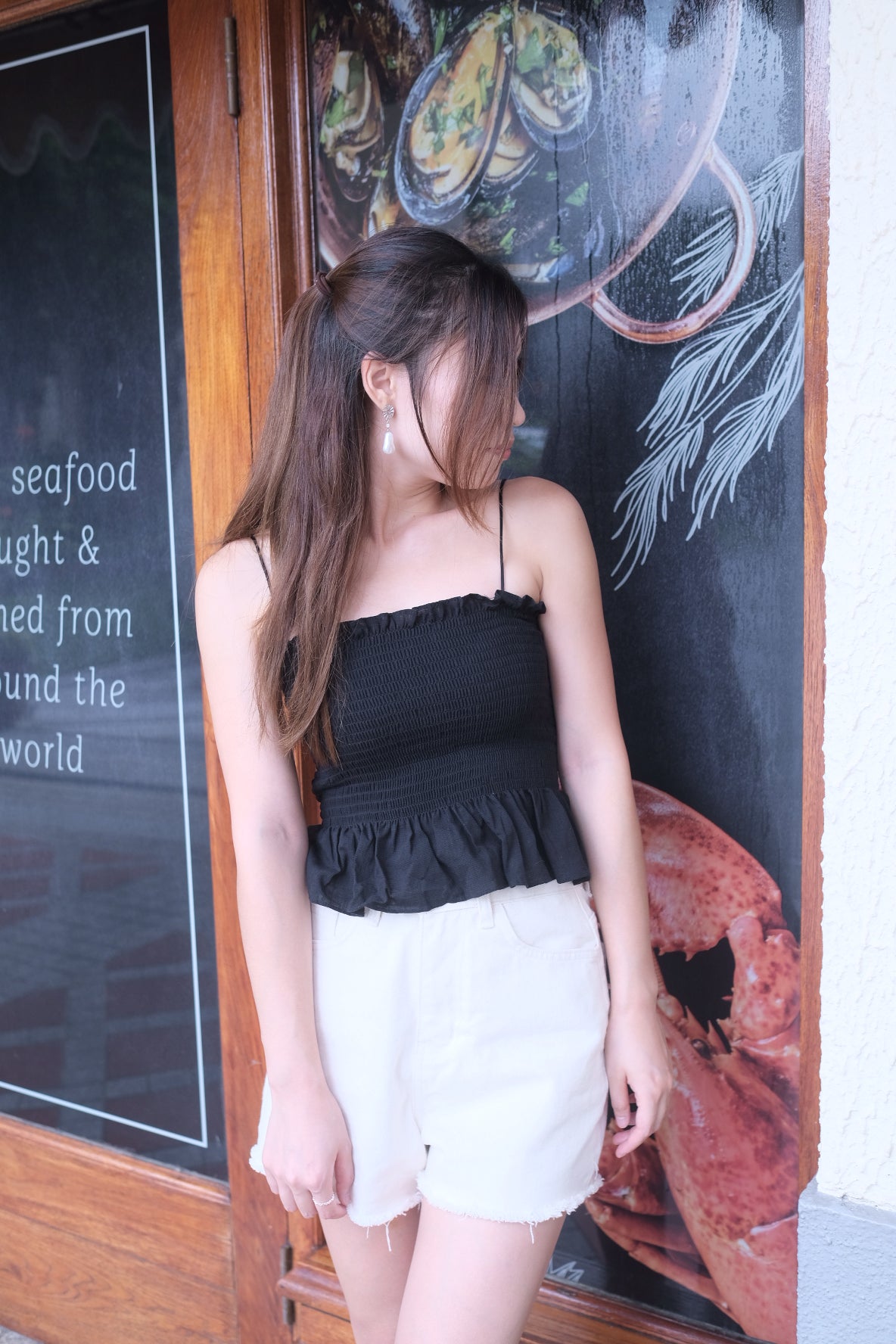 夏日少女☼木耳邊皺皺摺吊帶上衣