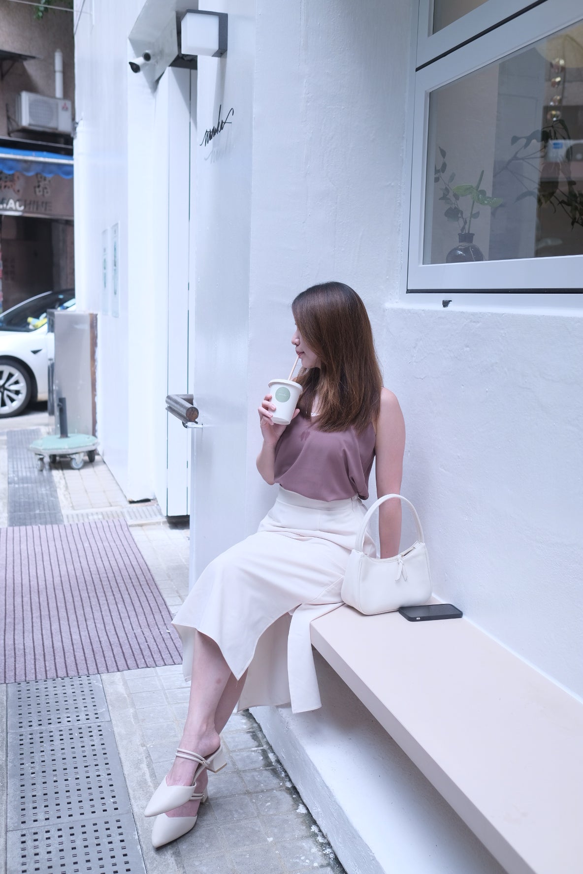 斯文氣質~西裝側開衩口袋中長裙