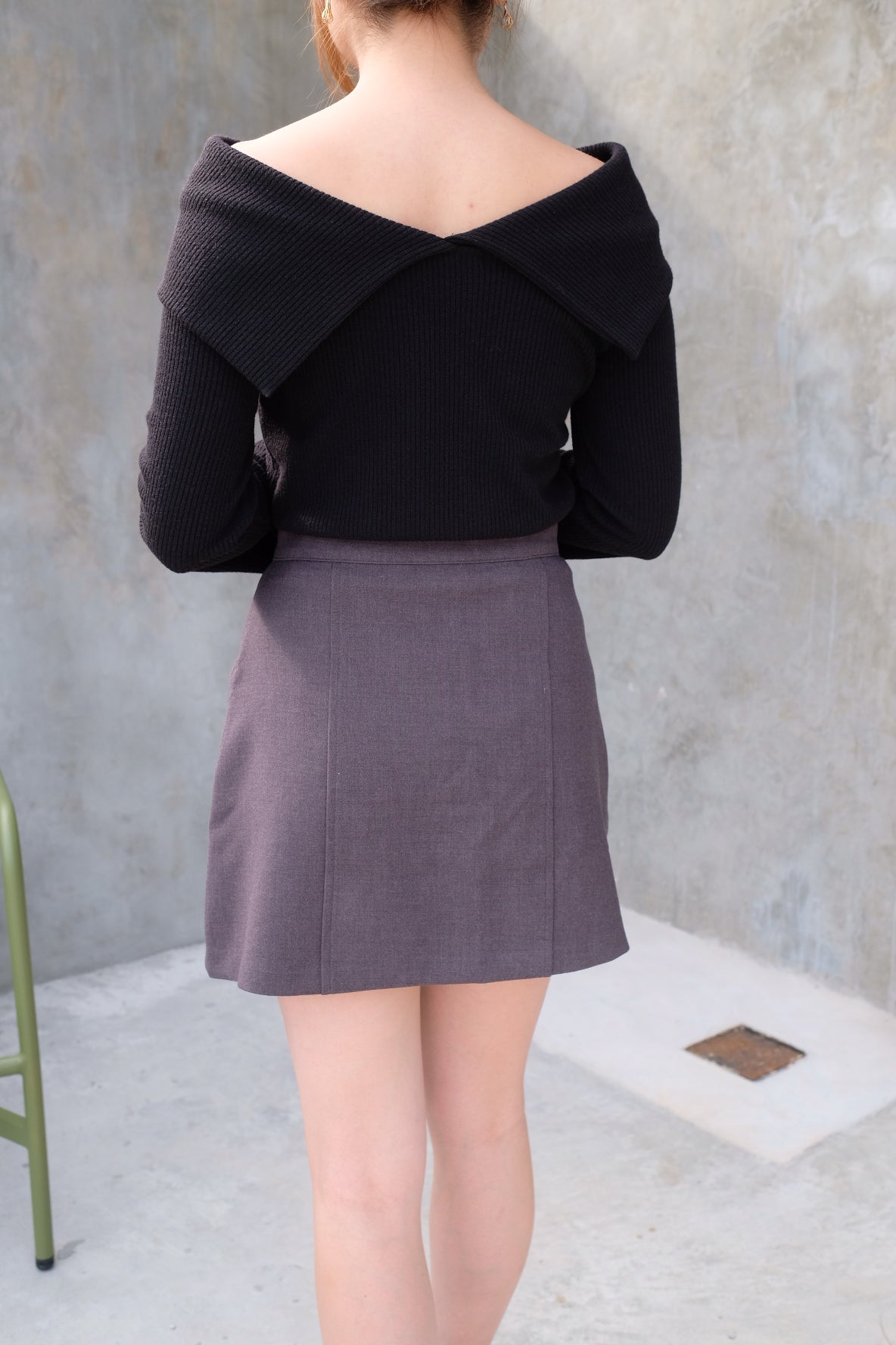 秋冬感~簡約線條暗扣短裙