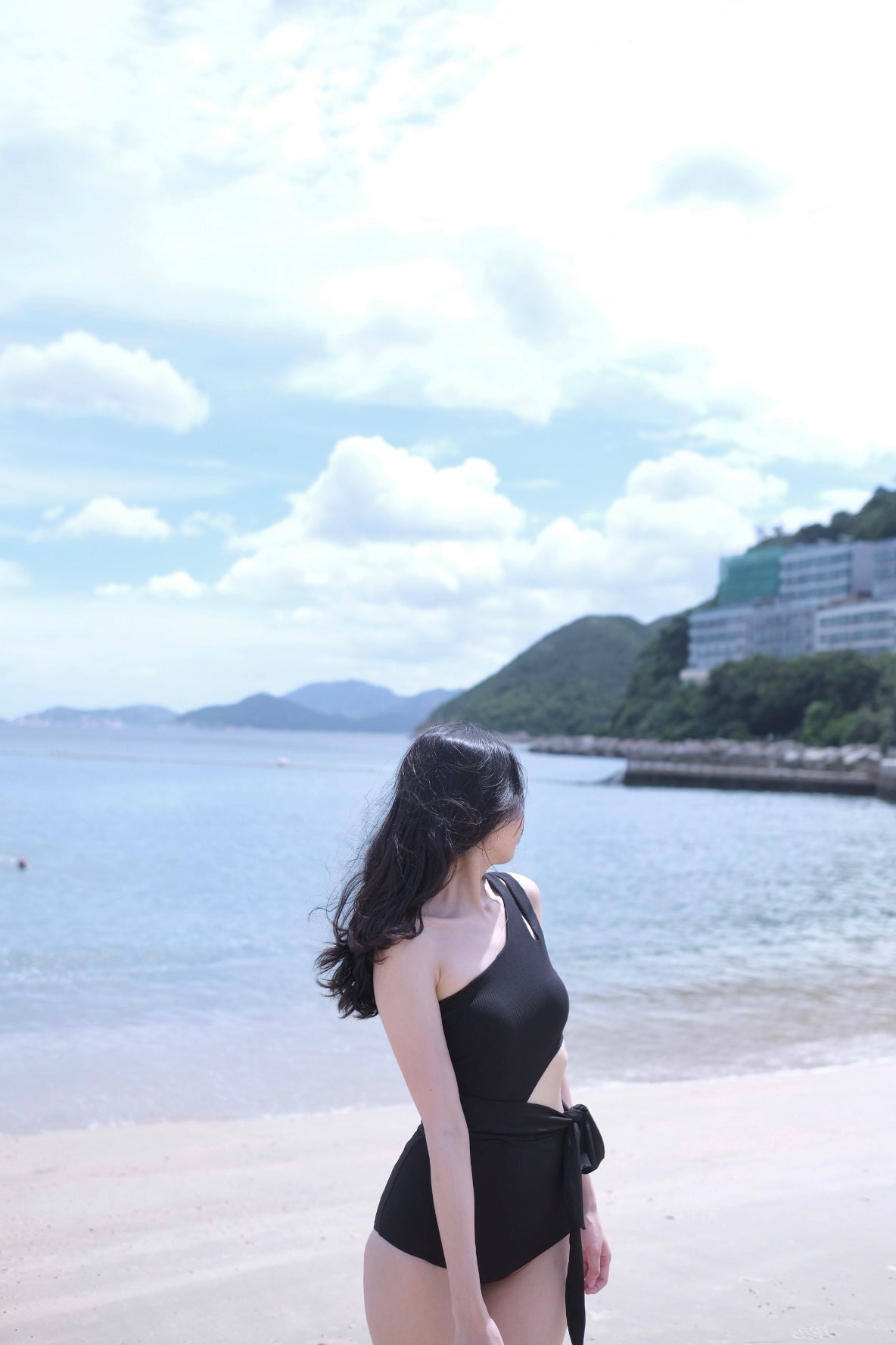 Hot Summer~斜肩鏤空連身泳衣