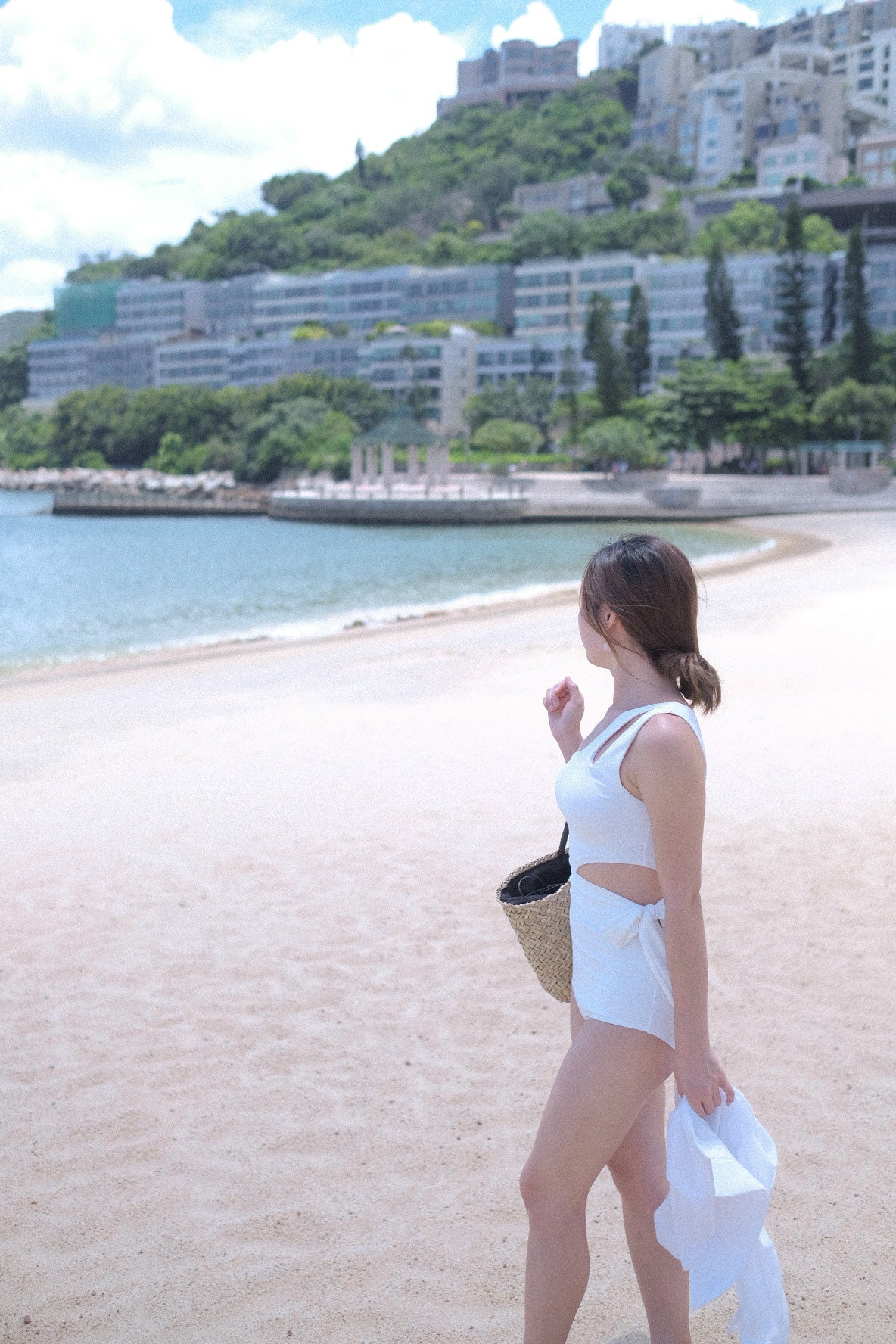 Hot Summer~斜肩鏤空連身泳衣
