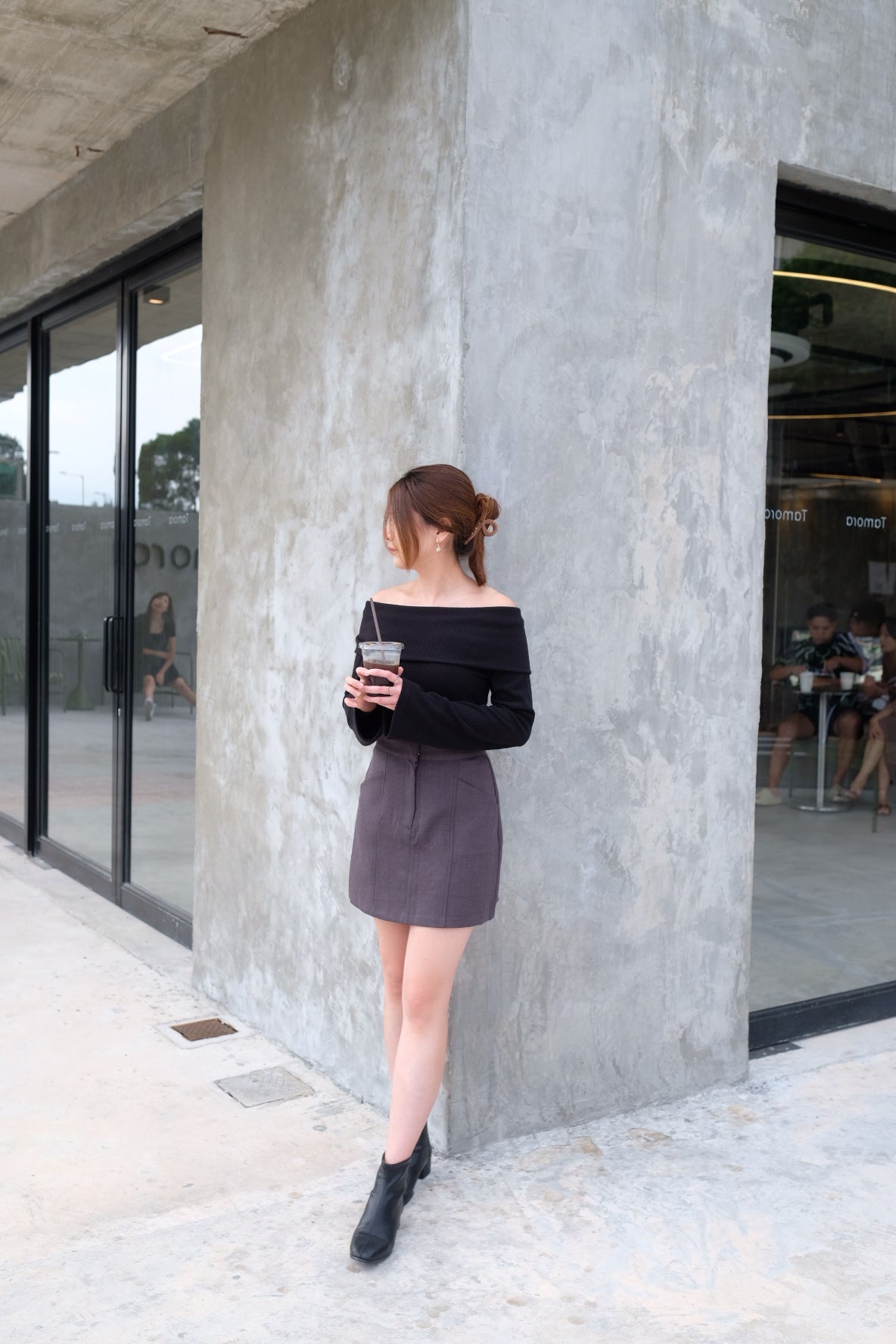 秋冬感~簡約線條暗扣短裙