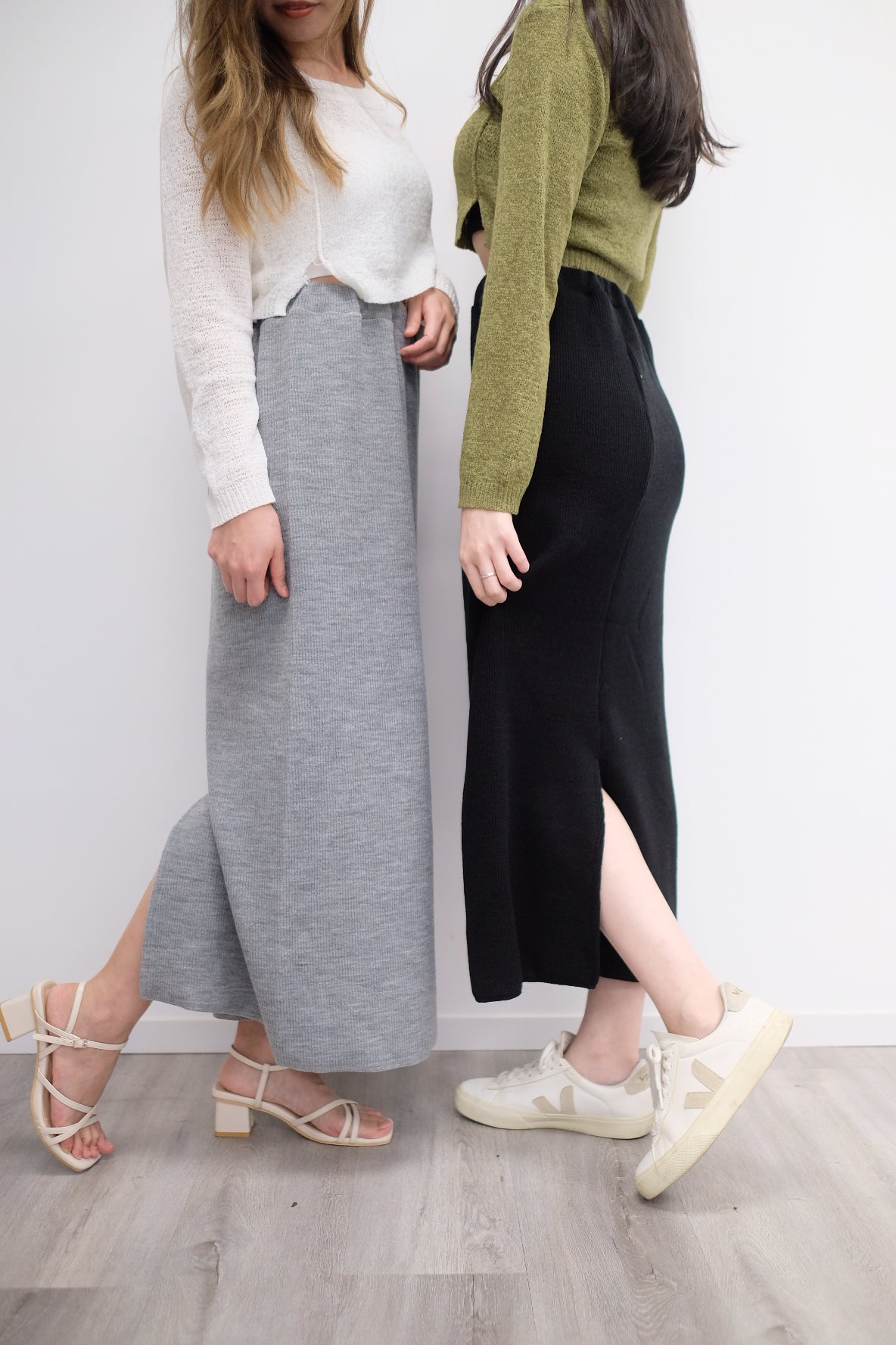 一秒長腿!垂感針織clean cut半身裙