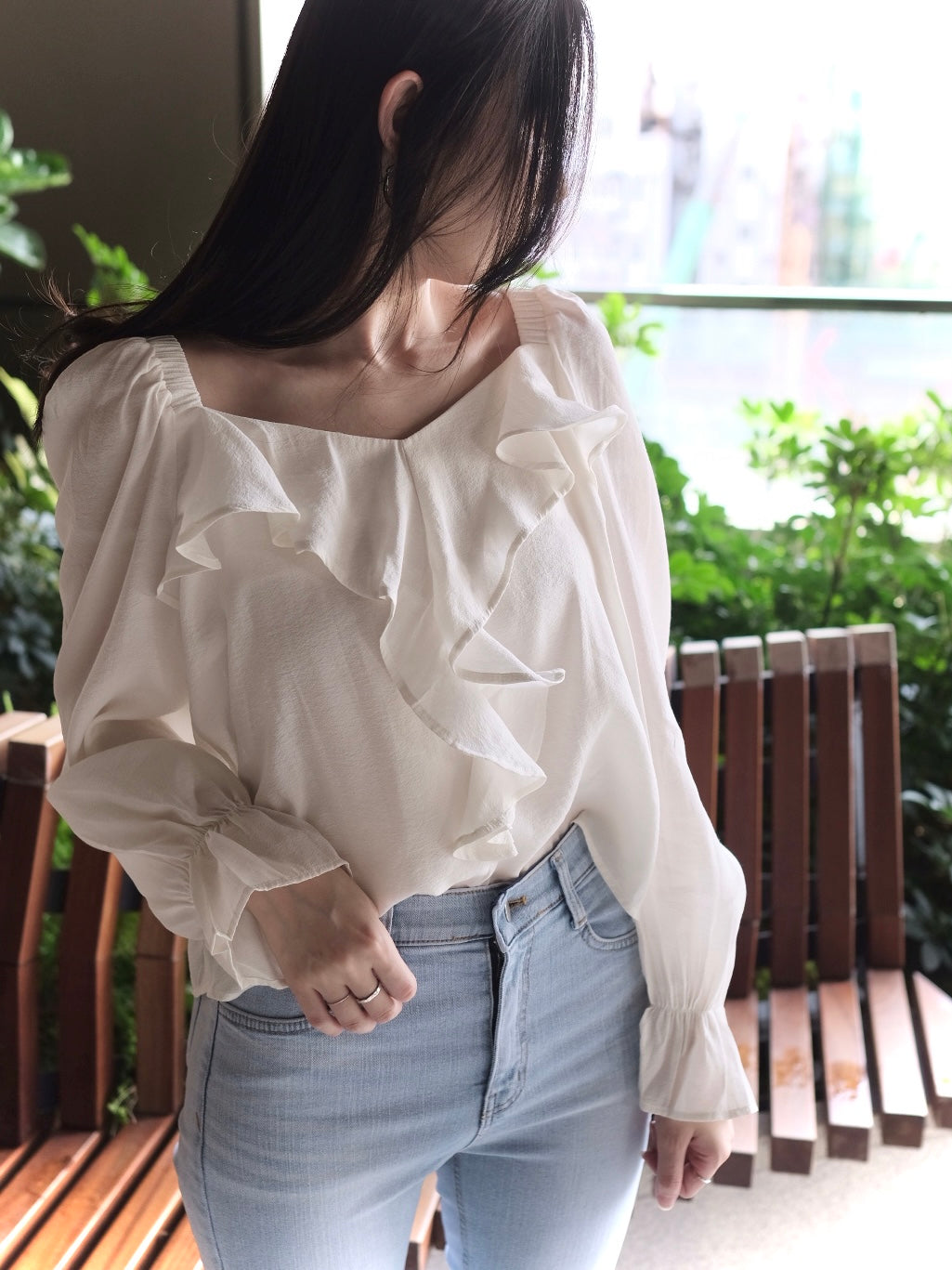 初秋必備~溫柔onni風2ways blouse