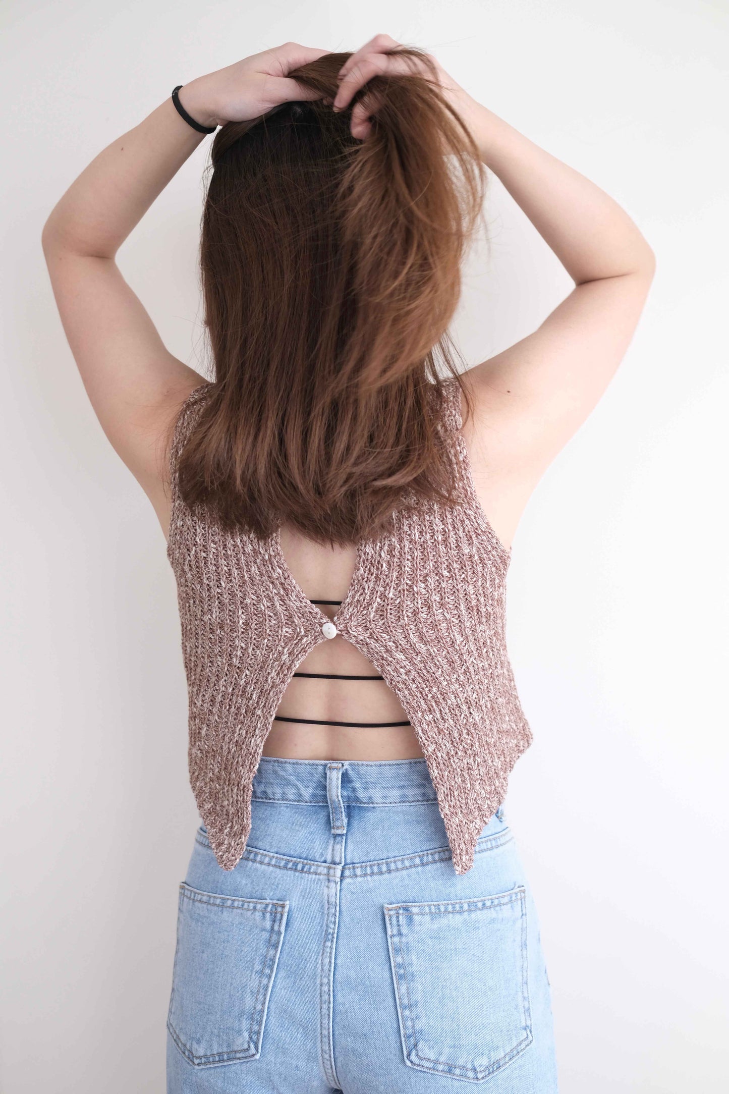 歐美女孩!後開背針織背心