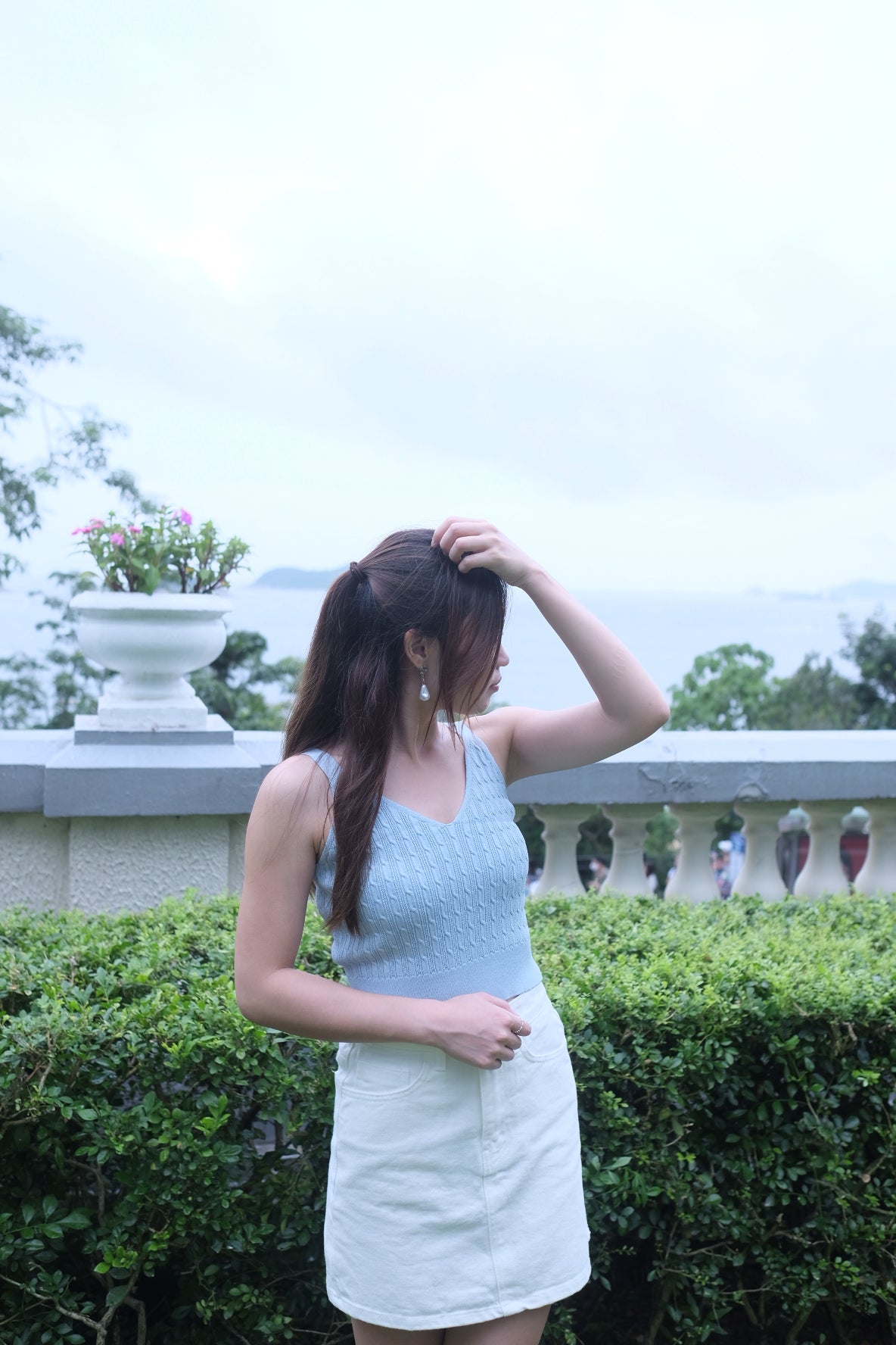 活力感up+ 針織麻花小v領背心