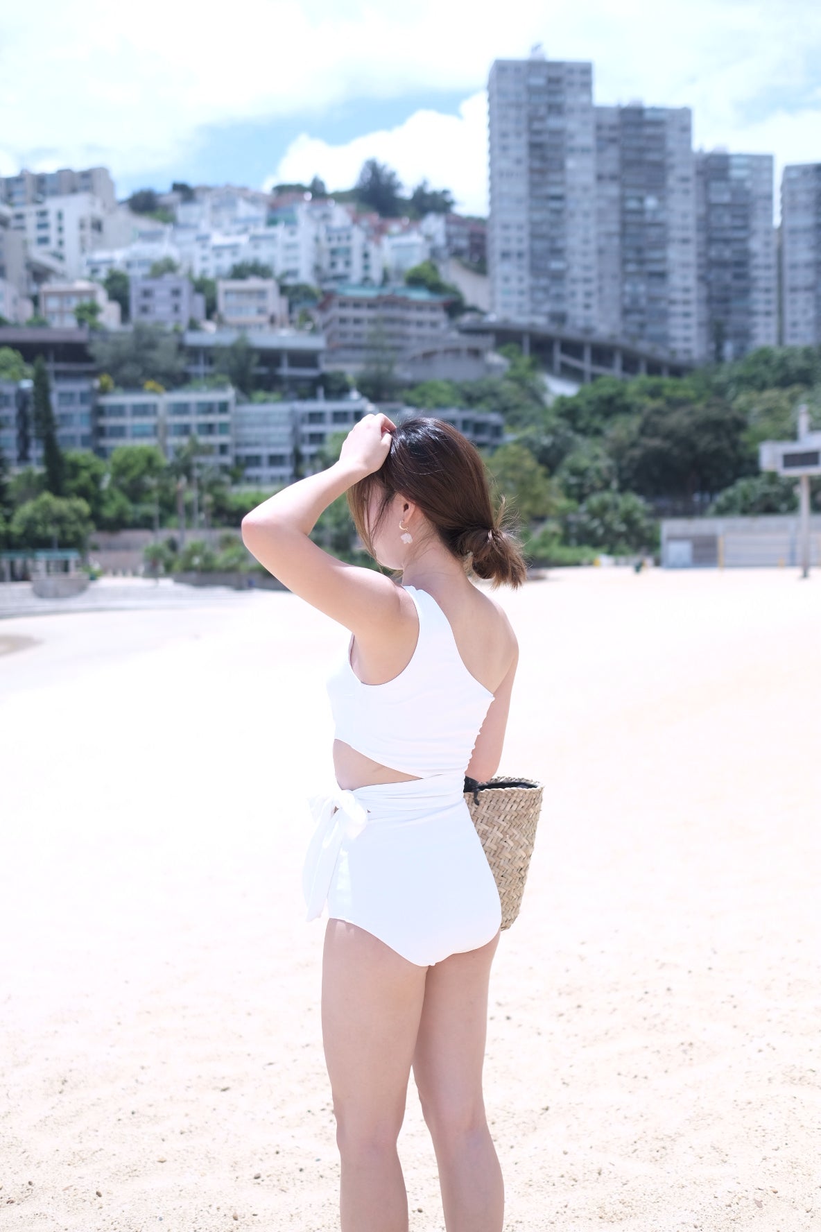 Hot Summer~斜肩鏤空連身泳衣