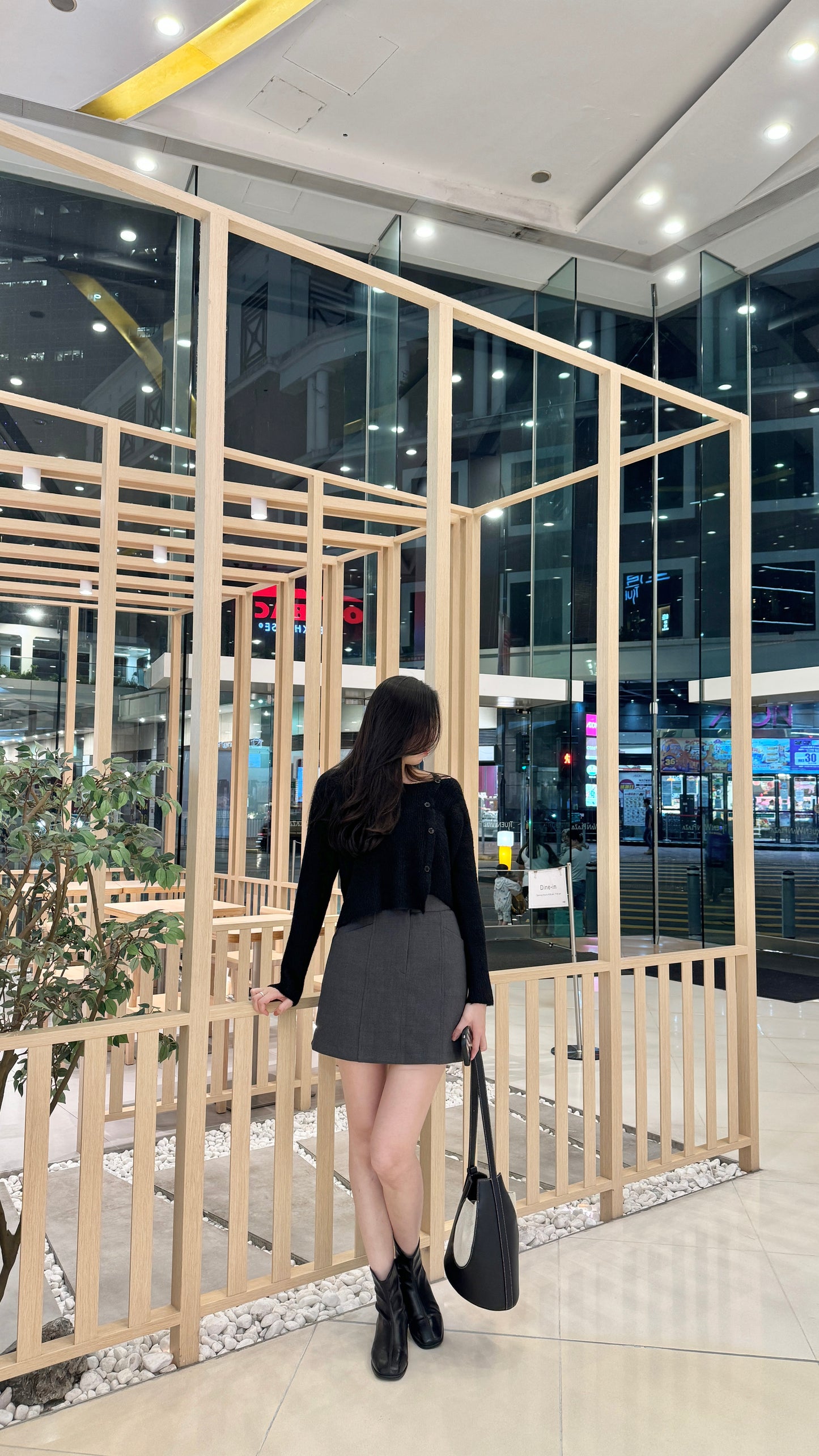 秋冬感~簡約線條暗扣短裙