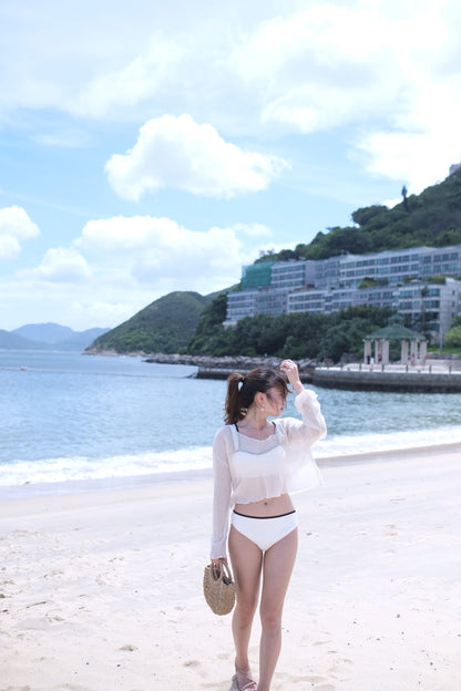 Hello Summer! 復古拼色粗肩帶bikini